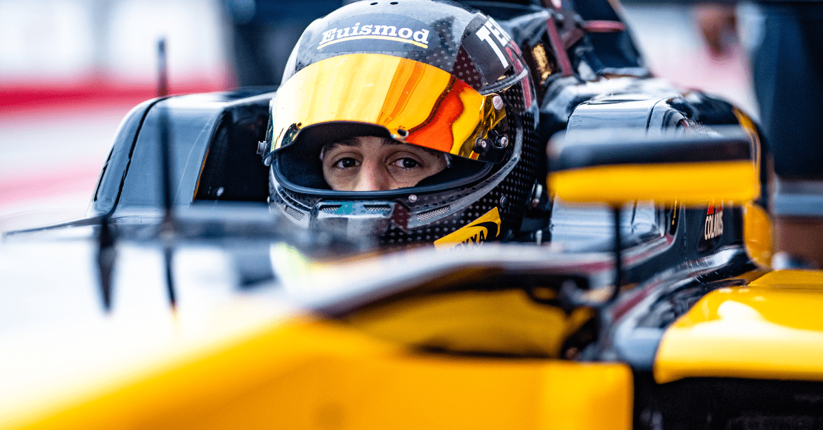 F1 race driver Focused